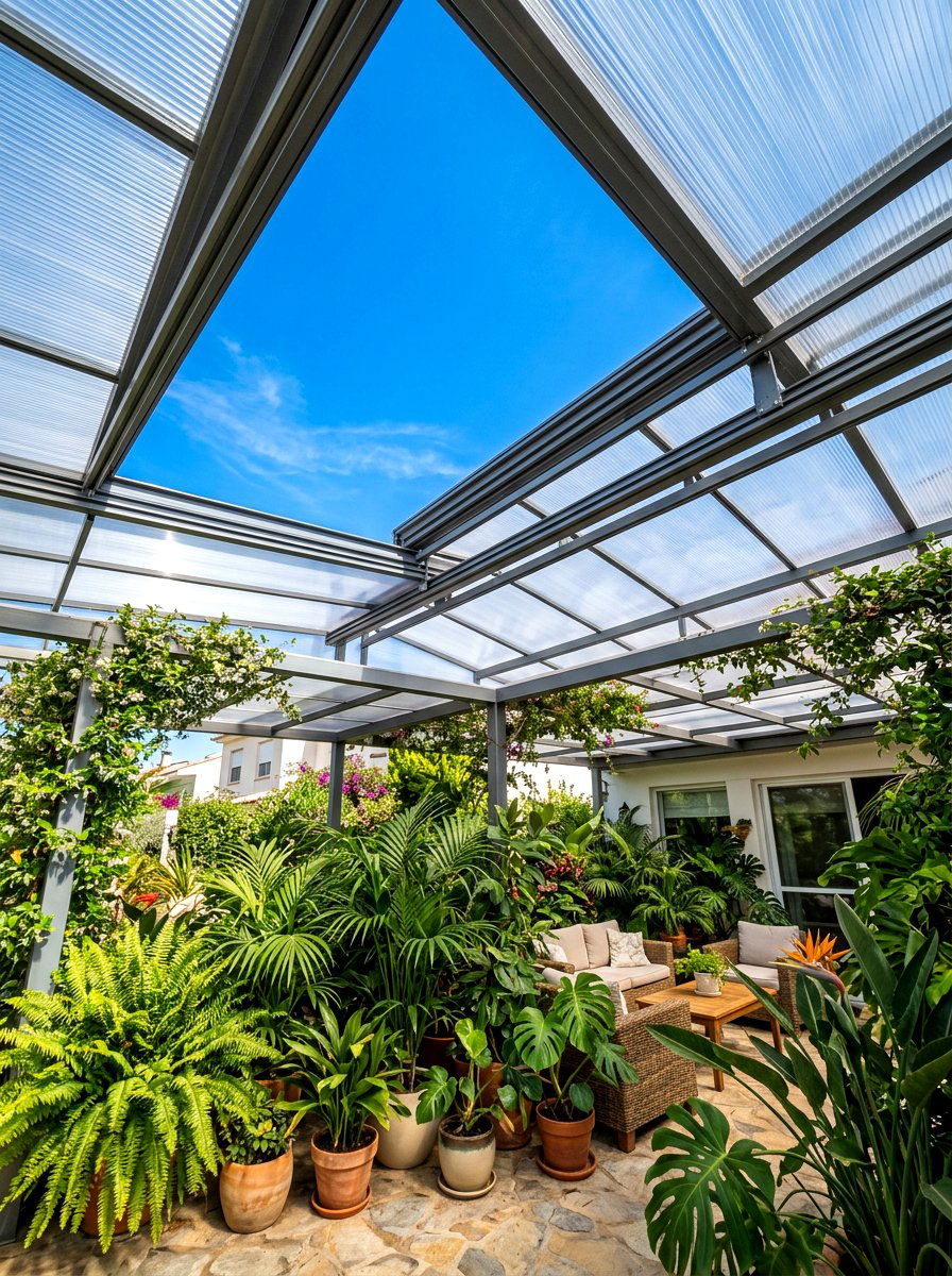 Translucent Polycarbonate Retractable Roof - 30 retractable pergola shade ideas