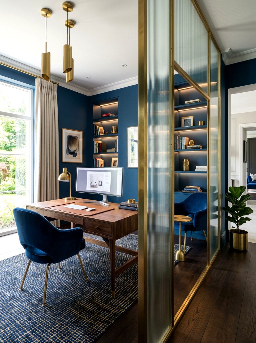 Translucent fluted glass partition - 30 curved partition wall ideas