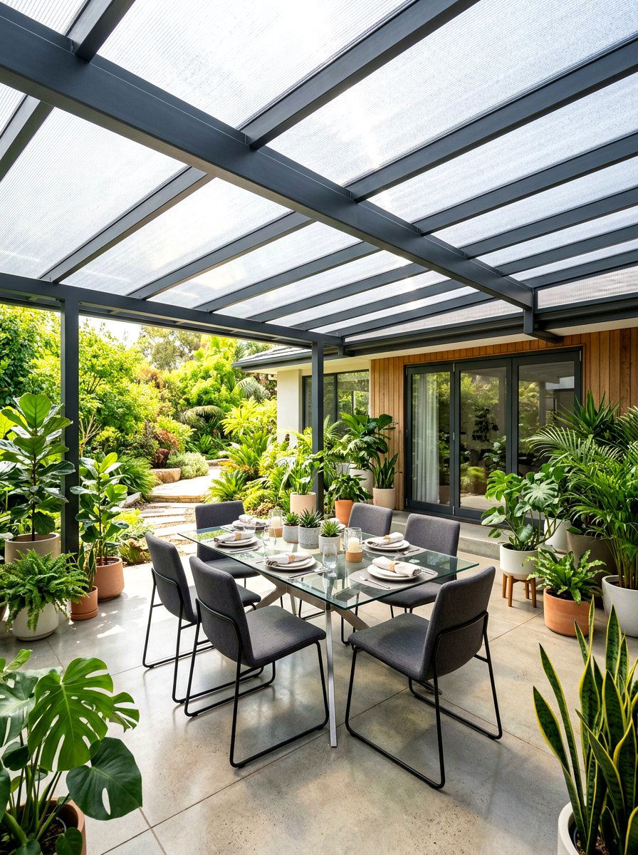 Translucent panel metal patio cover - 30 metal patio cover ideas