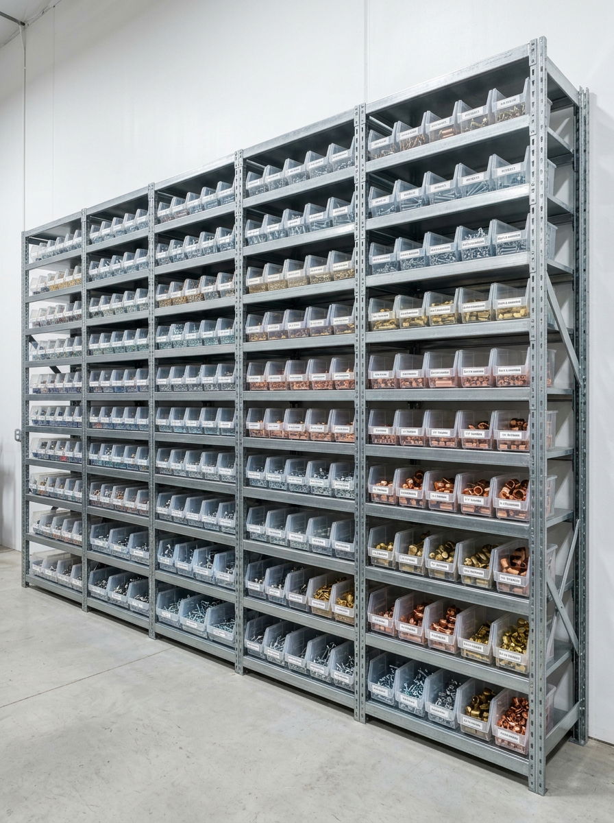 Transparent Bin Shelving System - 30 shed organization ideas