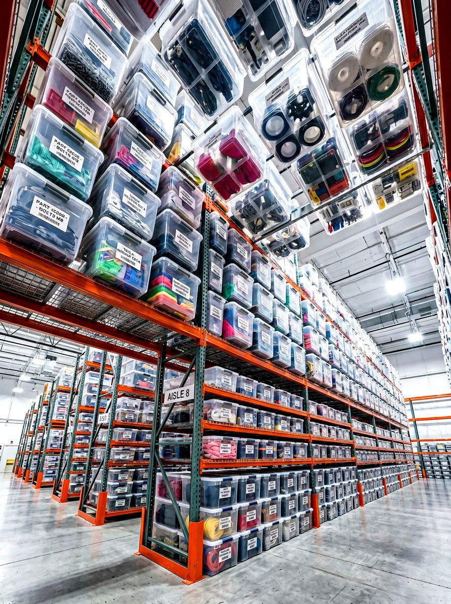 Transparent plastic bin system - 30 garage ceiling storage ideas