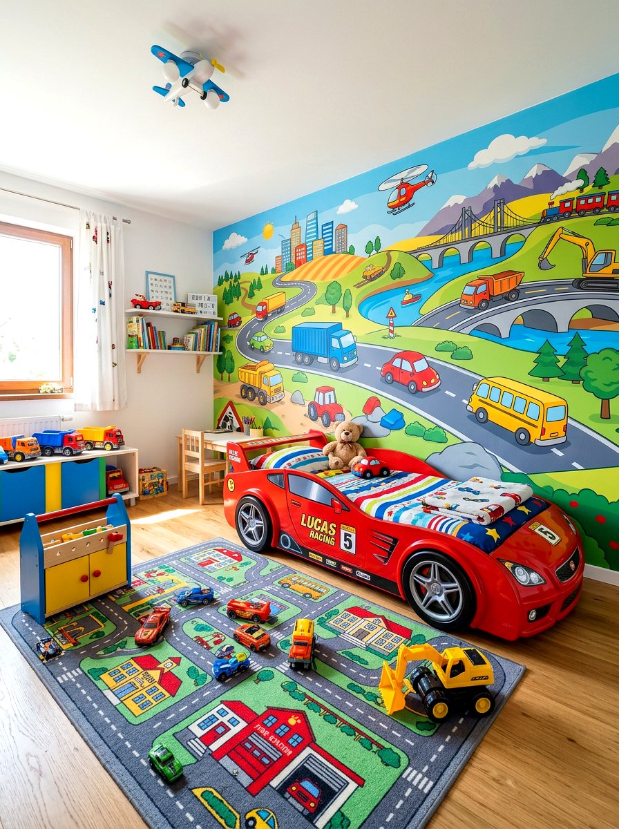 Transportation Car Truck Kids Mural - 30 mural kids bedroom ideas