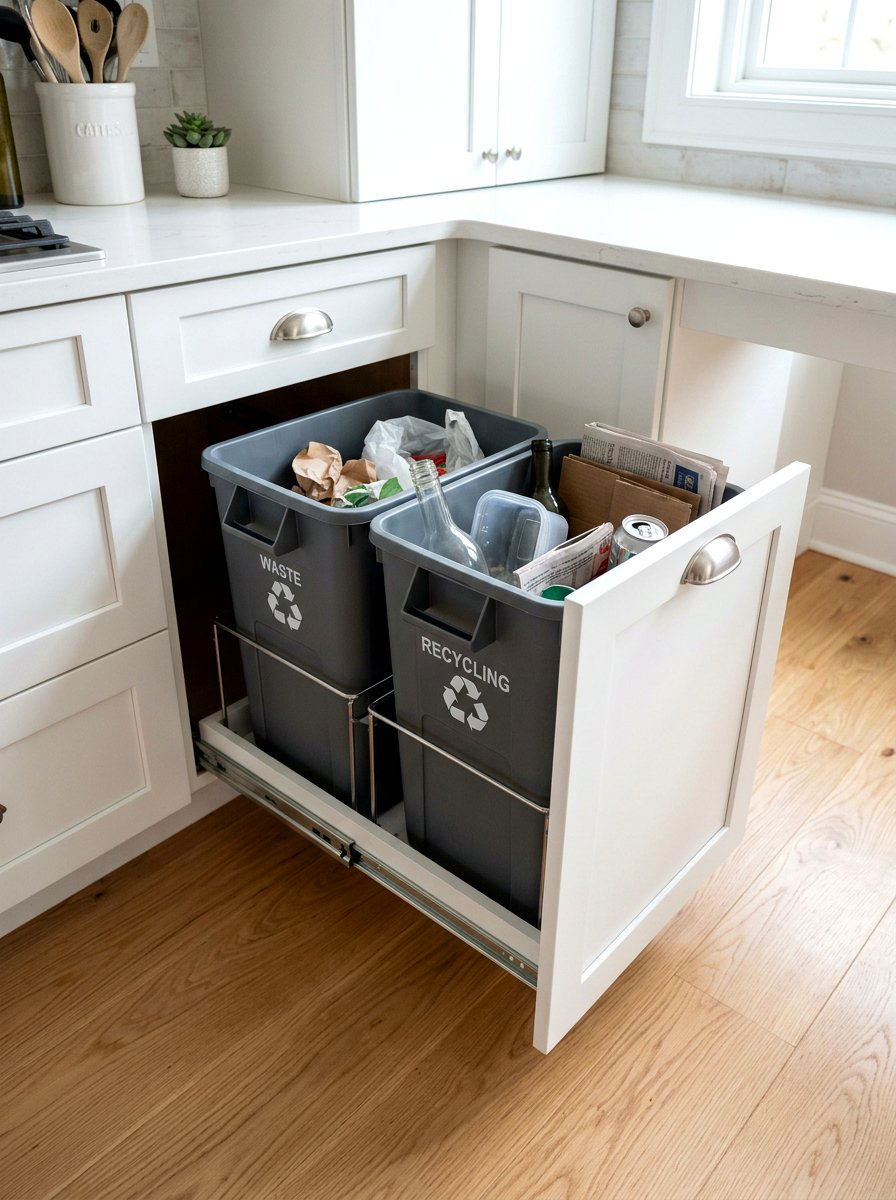 Trash Bin Pull Out Drawer - 30 concealed kitchen storage ideas