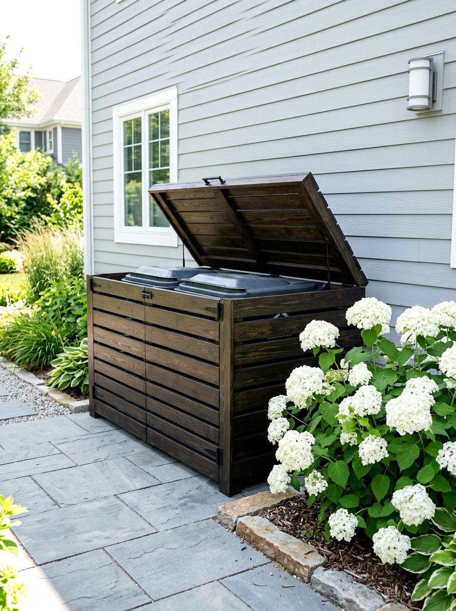Trash Can Hidden Enclosure - 30 side yard storage ideas