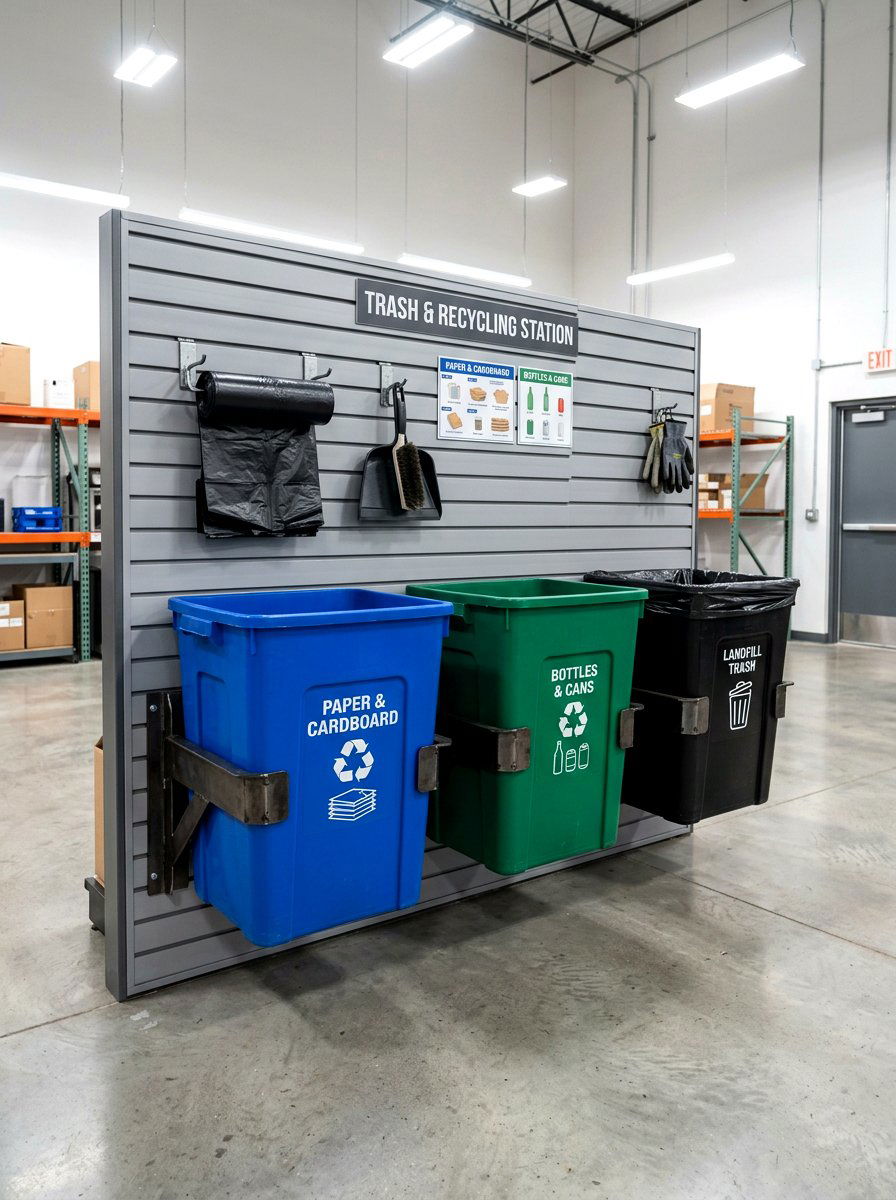 Trash and recycling center - 30 garage slatwall ideas