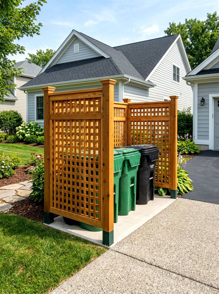 Trash can lattice enclosure - 30 lattice privacy ideas