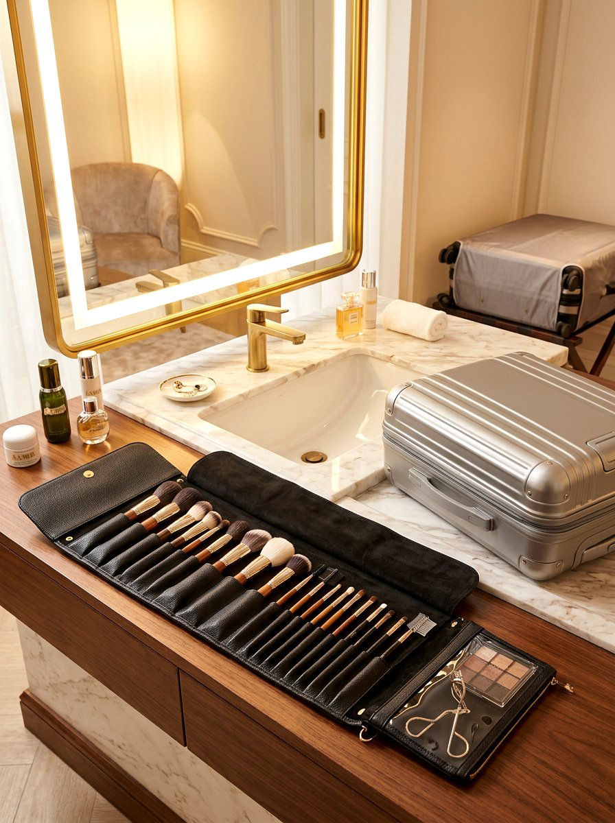 Travel Makeup Brush Roll - 30 makeup brush storage ideas