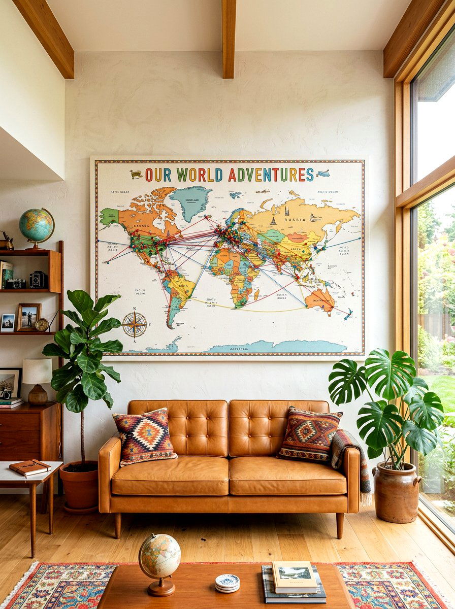 Travel Postcard Map - 30 postcard wall decor ideas