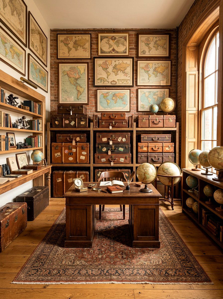Traveler themed archive - 30 home archive room ideas