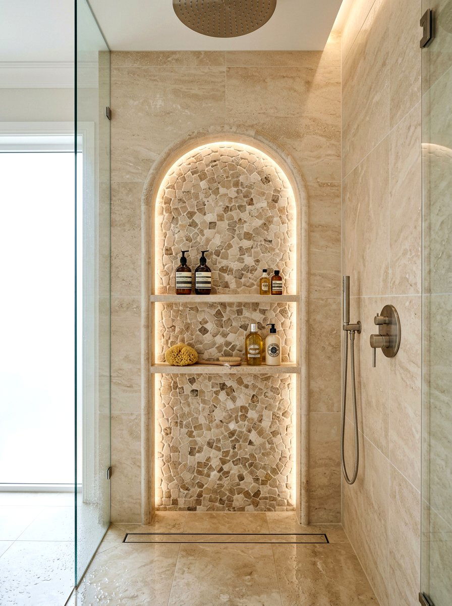 Travertine Arched Niche - 30 travertine bathroom ideas