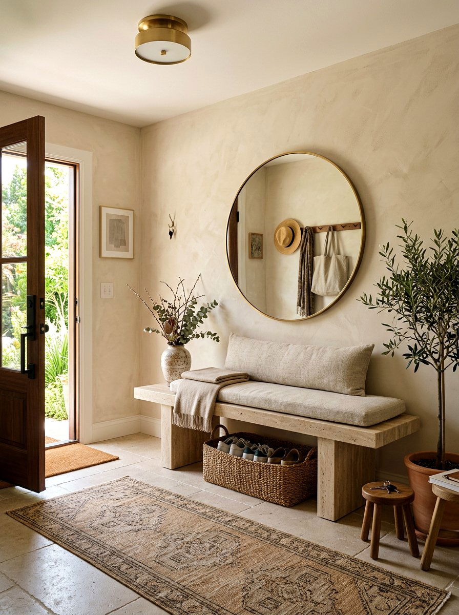 Travertine Bench - 30 travertine decor ideas