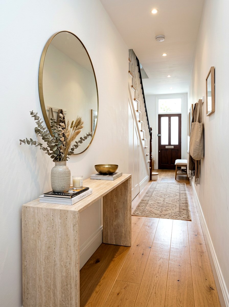 Travertine Console Table - 30 travertine decor ideas