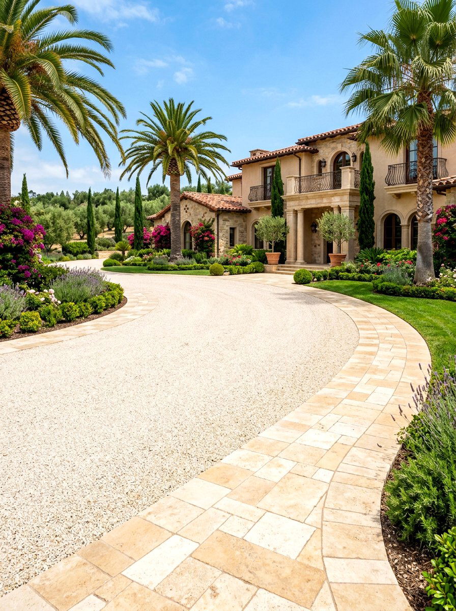 Travertine Driveway Border - 30 driveway border ideas
