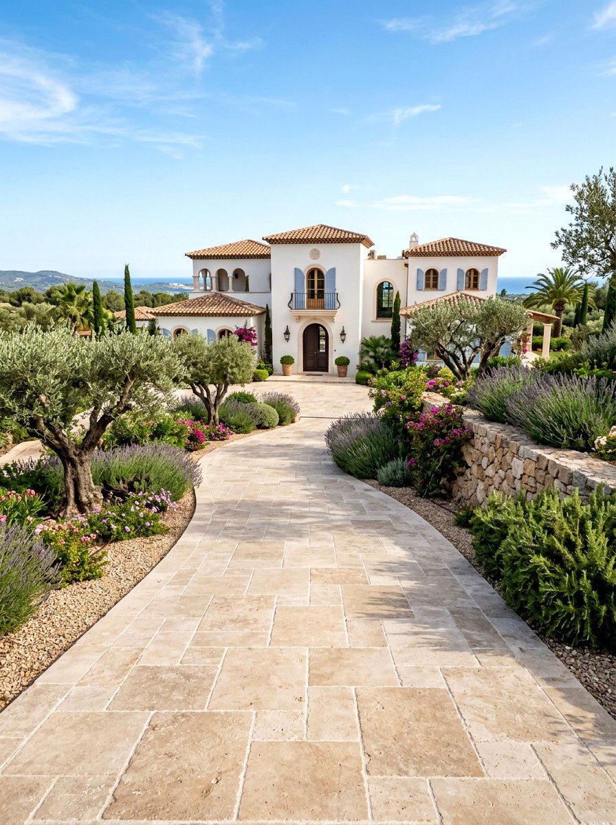 Travertine Exterior Path - 30 front walkway ideas