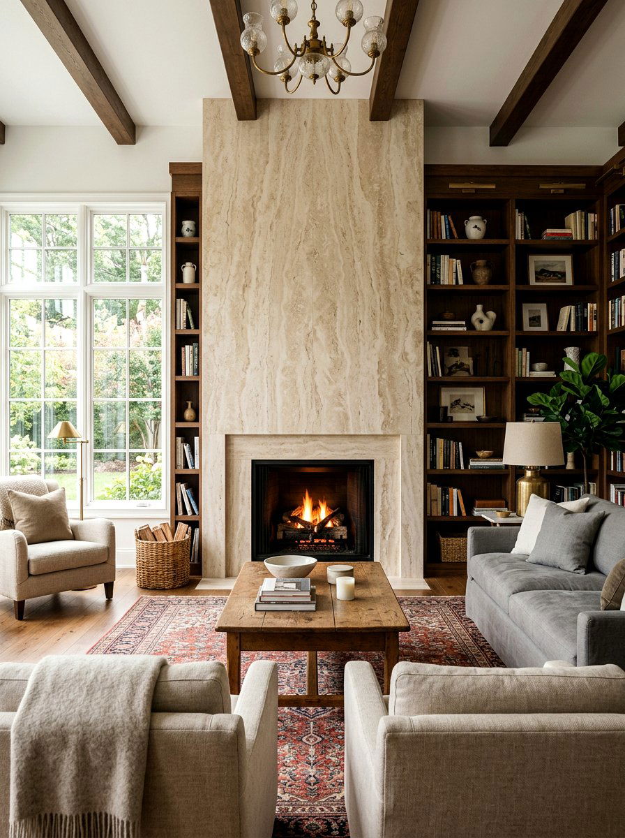 Travertine Fireplace Surround - 30 travertine decor ideas