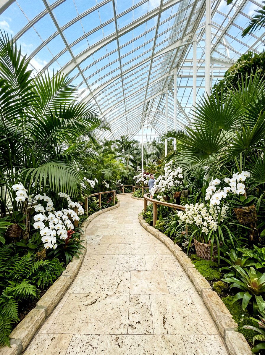 Travertine Greenhouse Walkway - 30 greenhouse walkway ideas