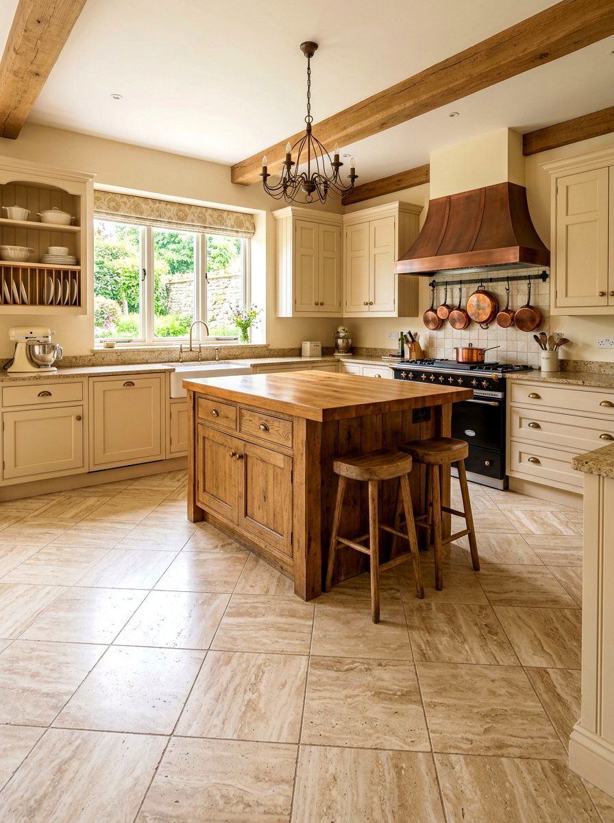 Travertine Kitchen Diagonal Tile - 30 diagonal tile kitchen floor ideas