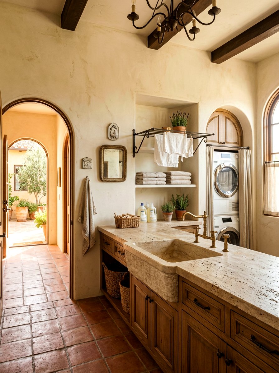 Travertine Laundry Surface - 30 laundry room countertop ideas
