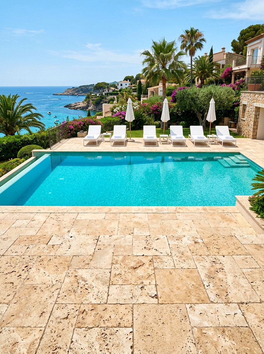 Travertine Outdoor Paver - 30 stepping pad lawn ideas