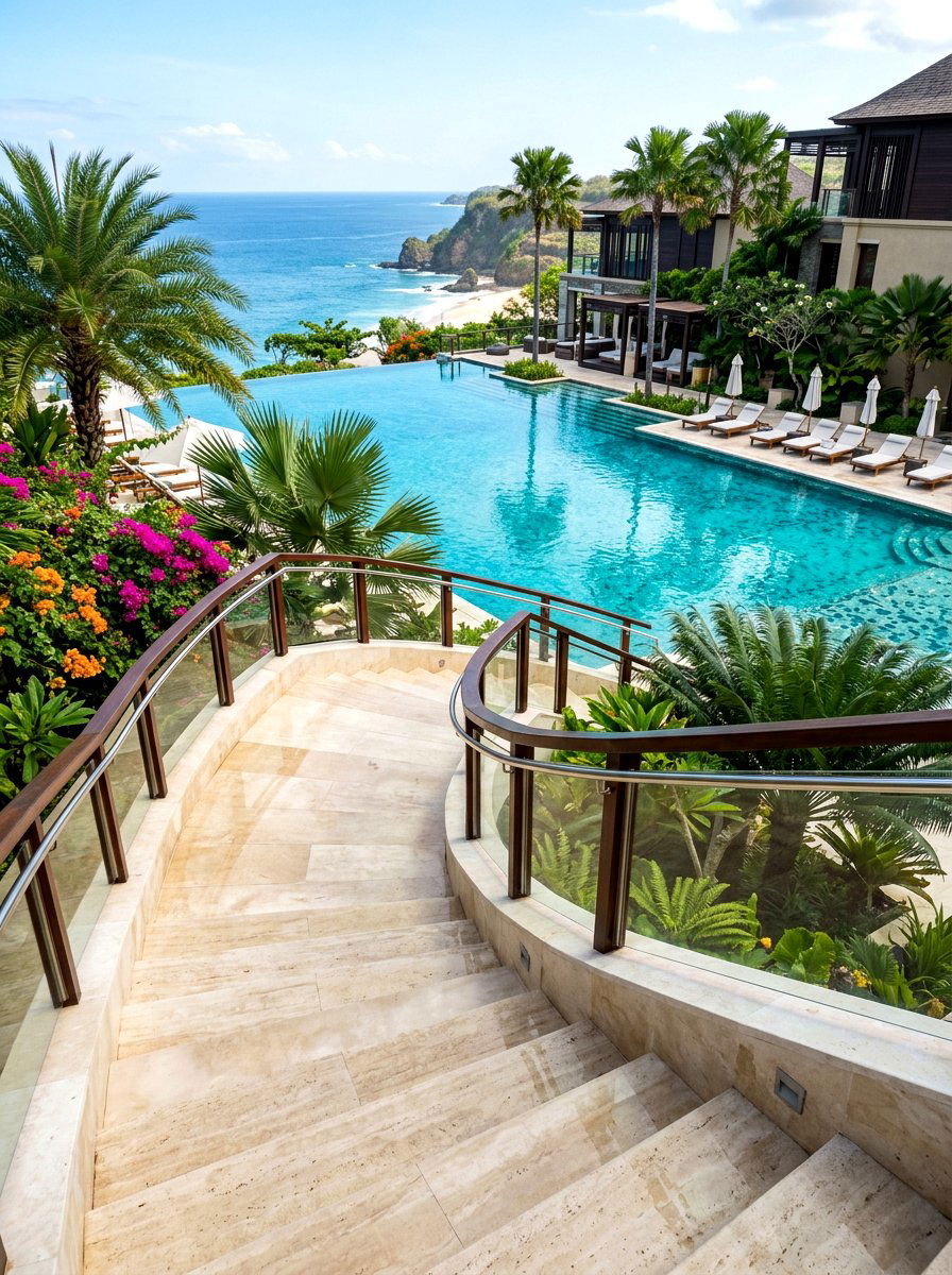 Travertine Outdoor Stairs - 30 retaining wall stairs ideas