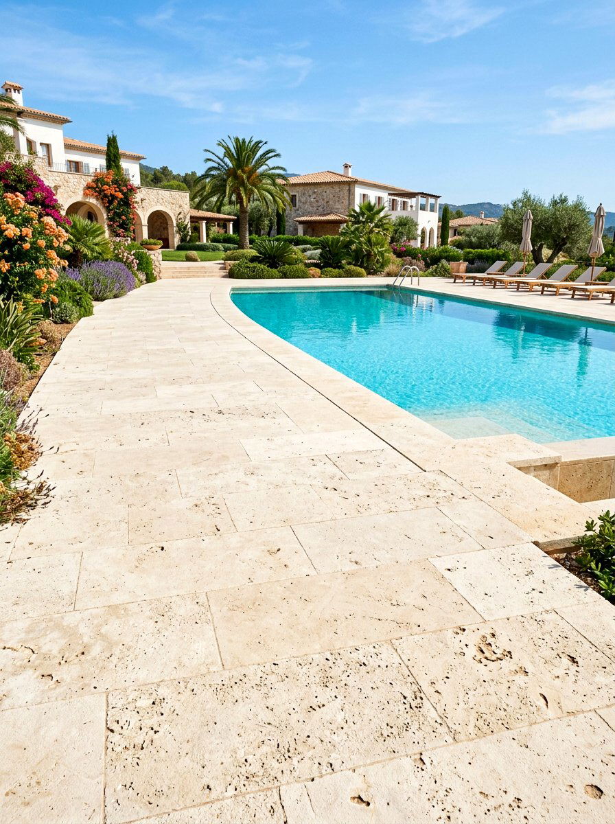Travertine Outdoor Tile - 30 stepping path backyard ideas