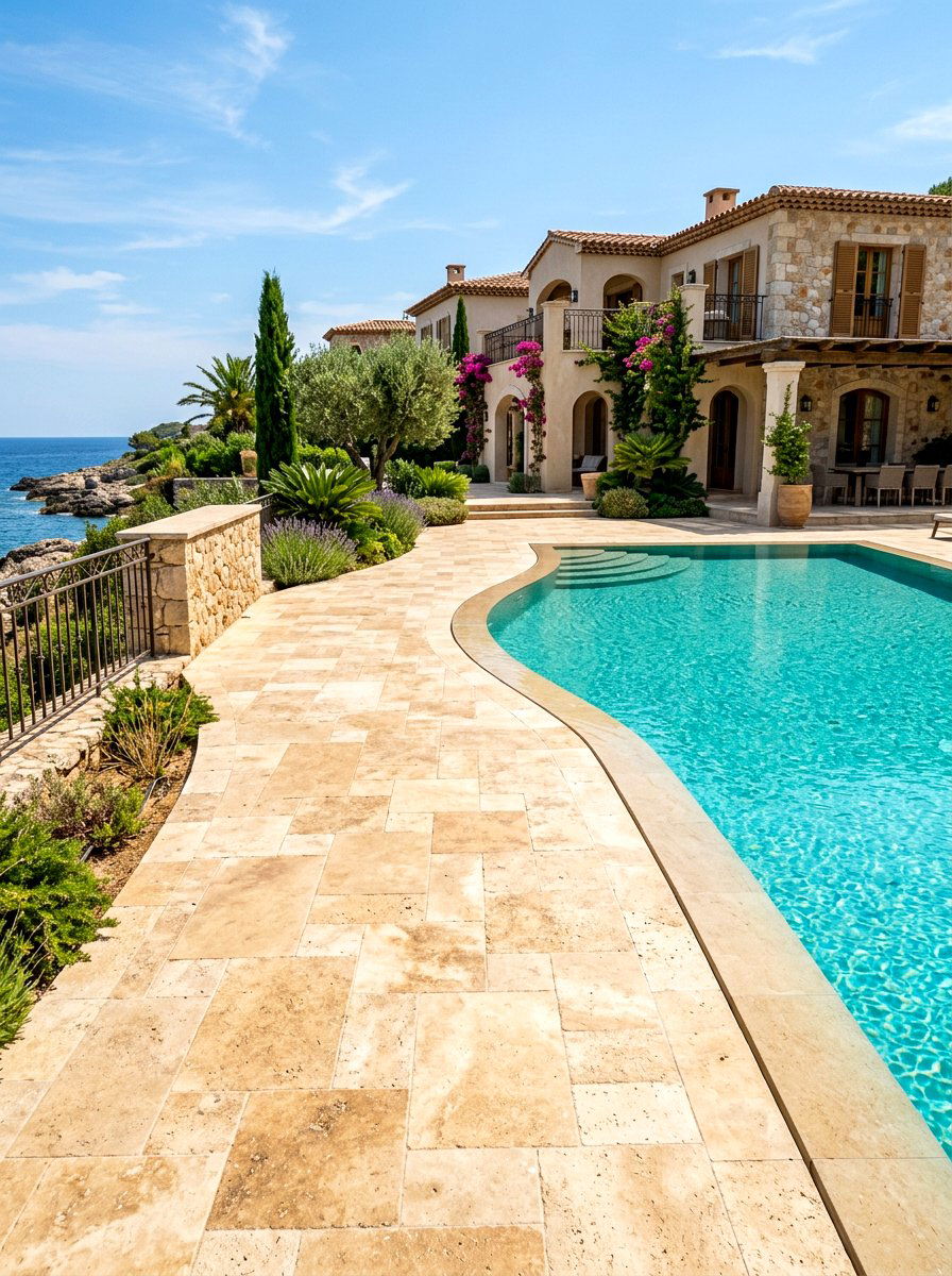 Travertine Outdoor Walkway - 30 walkway landscaping ideas