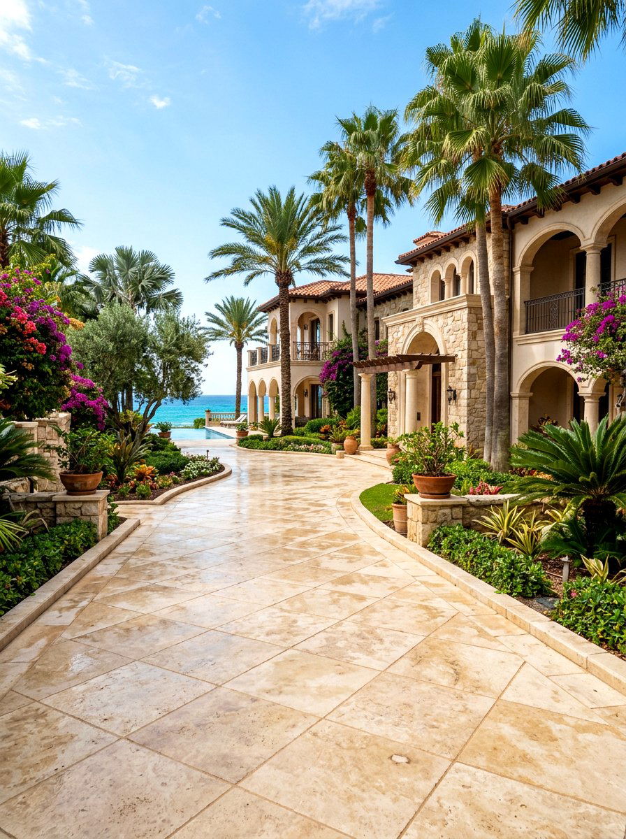 Travertine Pavers - 30 front yard walkway ideas
