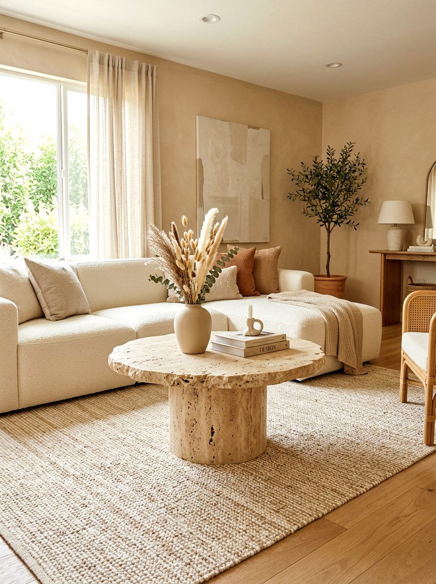 Travertine Pedestal Coffee Table - 30 stone coffee table ideas