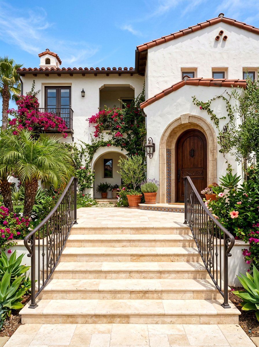 Travertine Porch Stairs - 30 porch step ideas