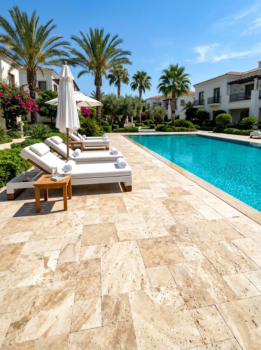 Travertine Sand Toned Patio - 30 sand toned patio ideas