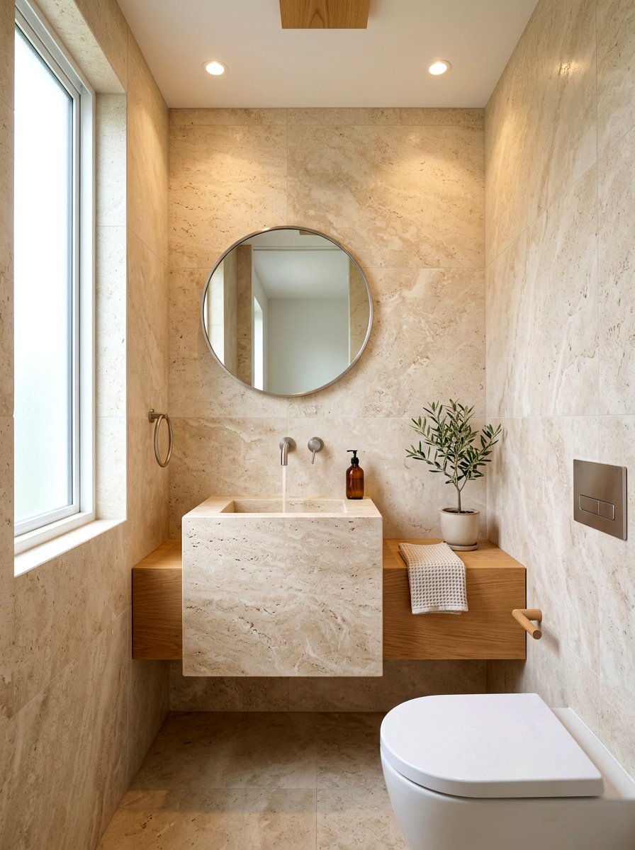Travertine Sink Powder Room - 30 opulent powder room ideas