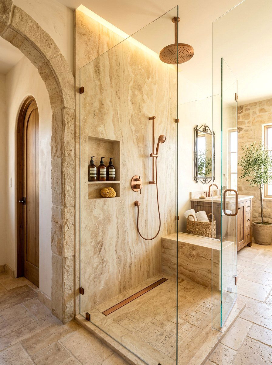 Travertine Slab Shower - 30 stone slab shower ideas
