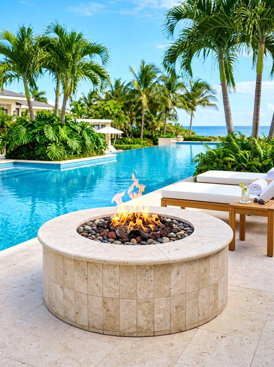 Travertine Stone Fire Pit - 30 stone fire pit ideas