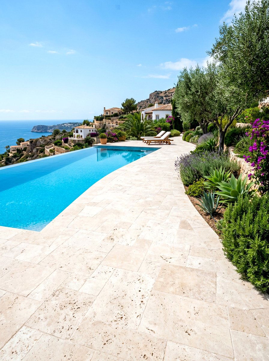 Travertine Tile Outdoor Walkway - 30 side yard walkway ideas