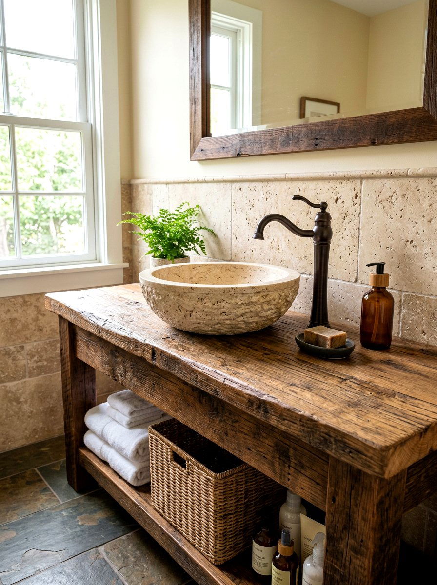 Travertine Vessel Sink - 30 travertine bathroom ideas