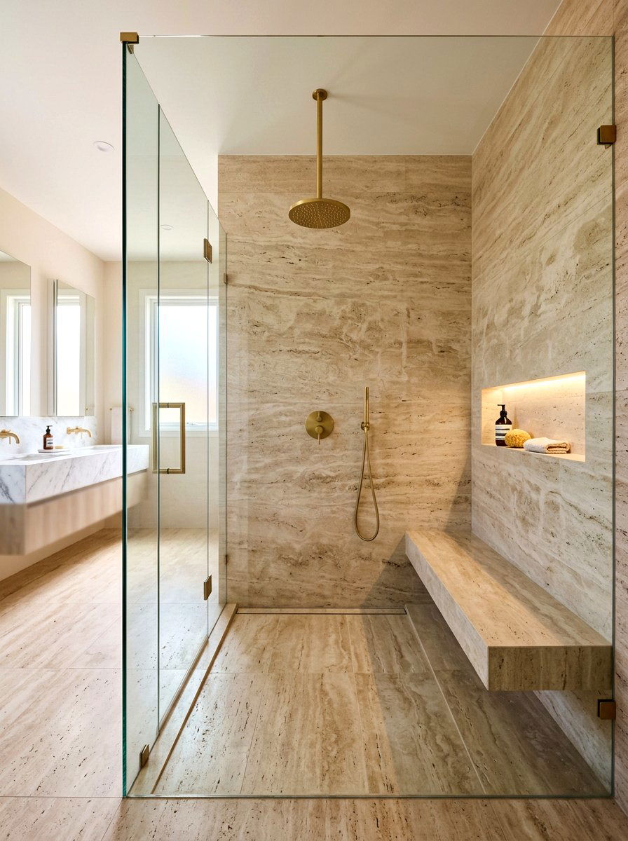 Travertine Walk In Shower - 30 travertine bathroom ideas