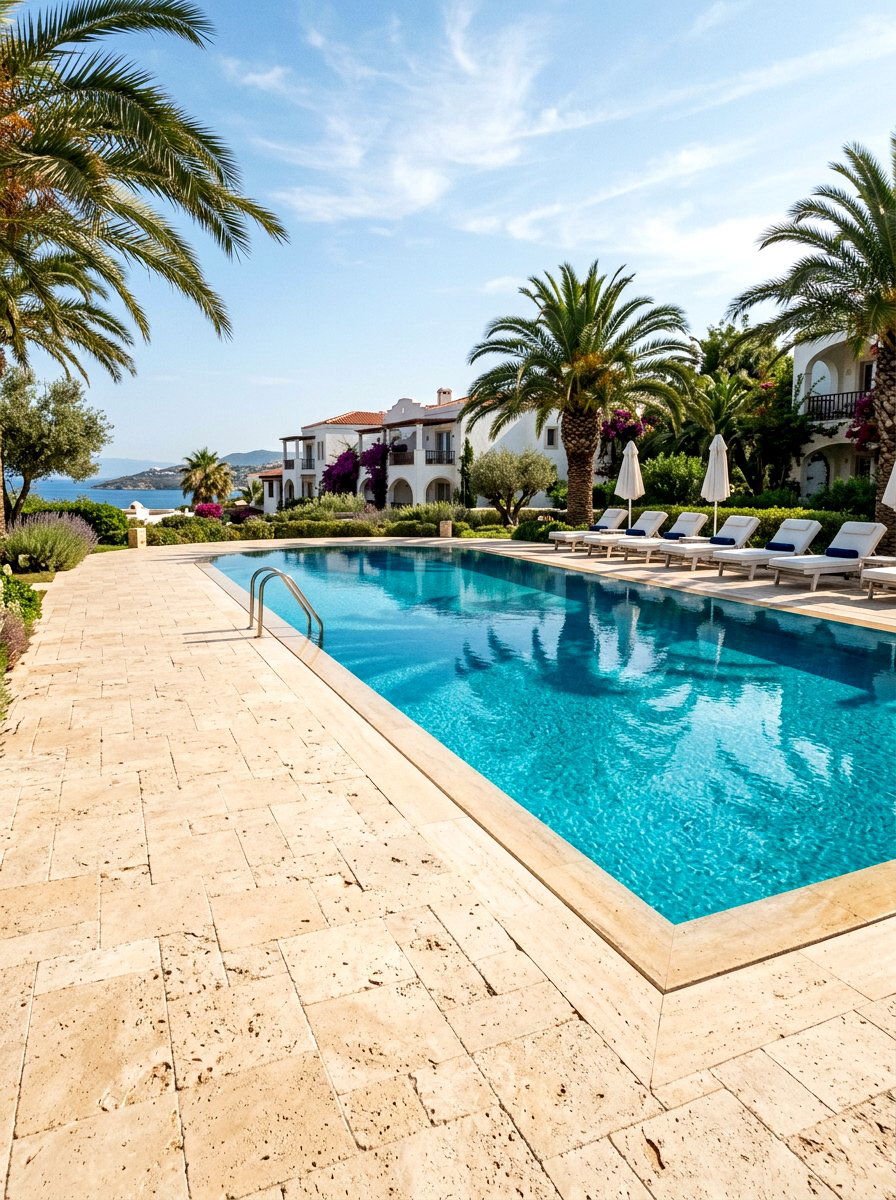 Travertine Walkway - 30 garden path ideas