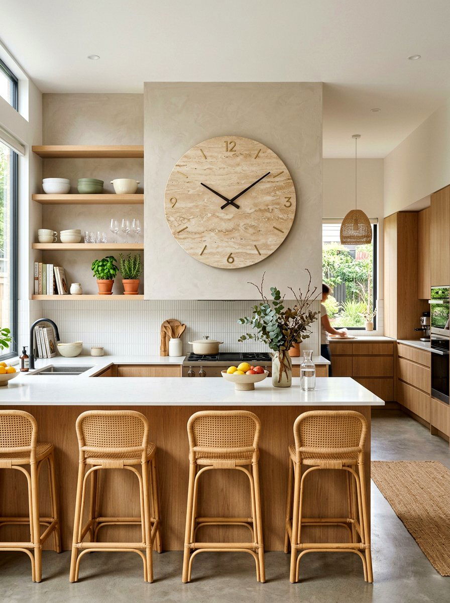 Travertine Wall Clock - 30 travertine decor ideas