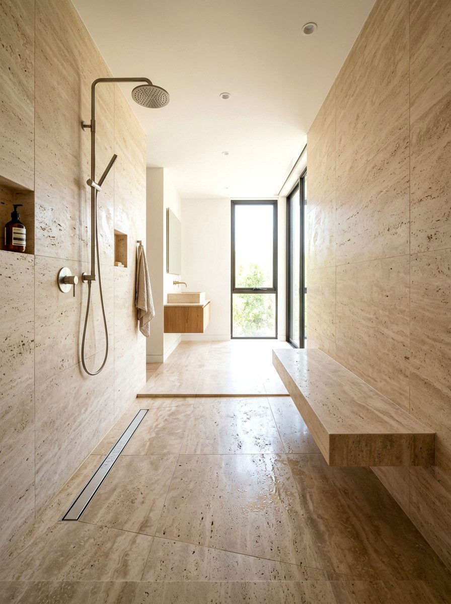 Travertine Wet Room - 30 travertine bathroom ideas