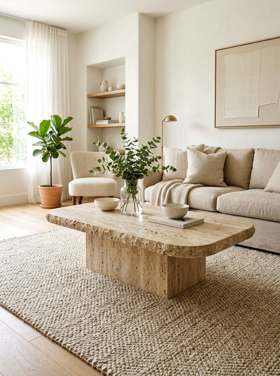 Travertine coffee table - 30 spring refresh decor ideas
