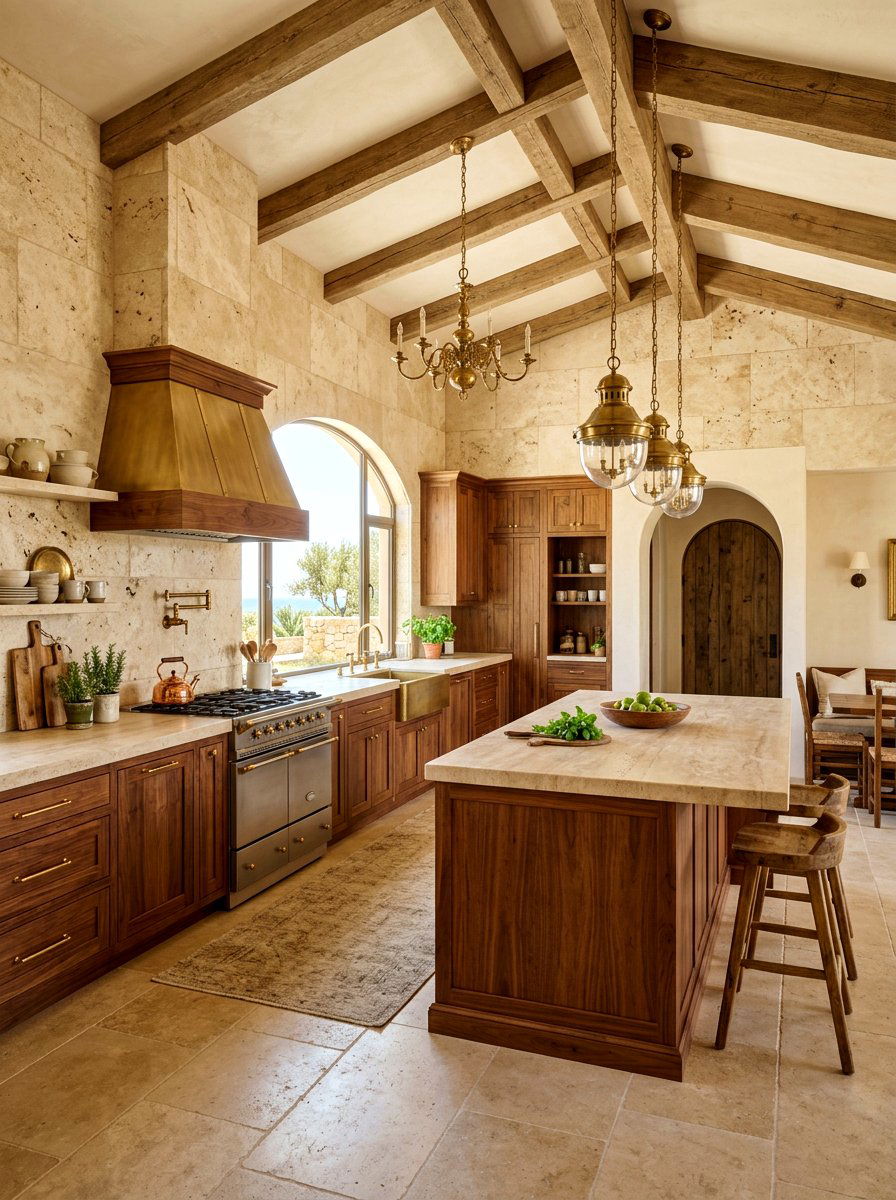 Travertine stone kitchen - 30 full height backsplash ideas