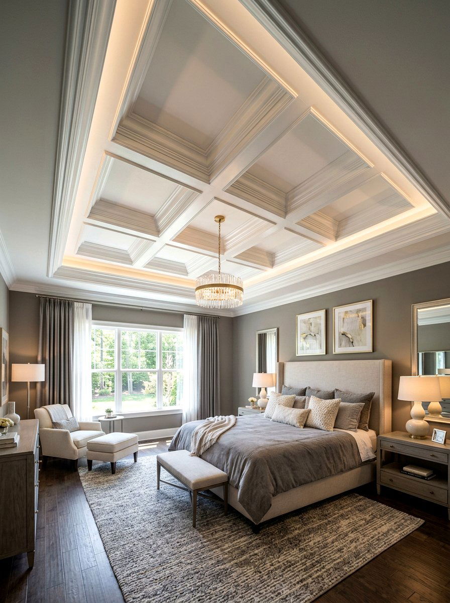 Tray and coffered ceiling combination - 30 coffered ceiling ideas