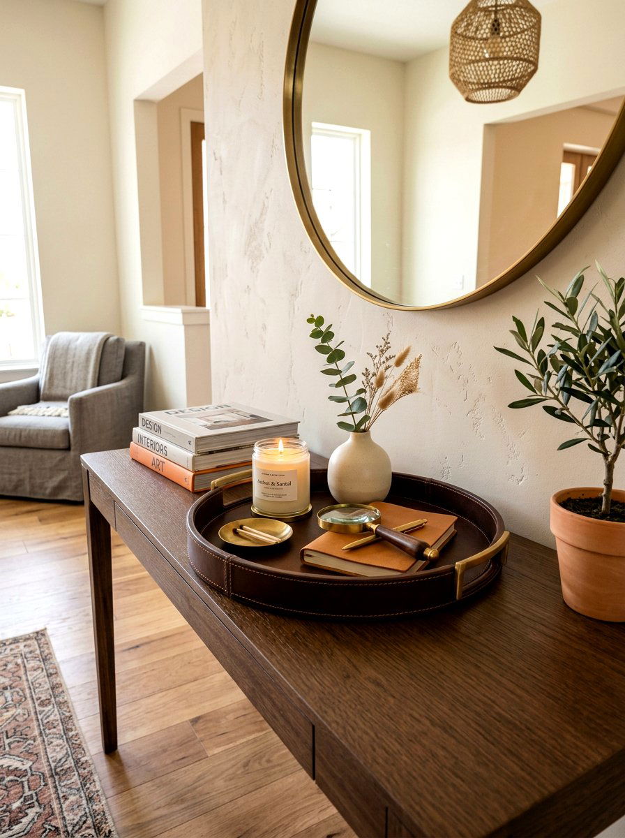 Tray on console table - 30 hallway console styling ideas