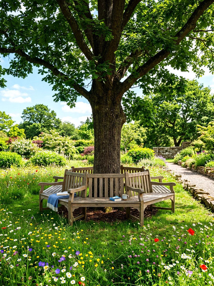 Tree Bench - 30 rustic backyard seating ideas