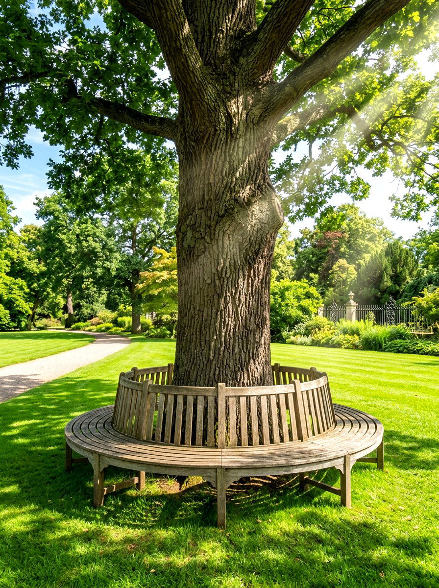Tree Bench Seating - 30 outdoor meditation corner ideas