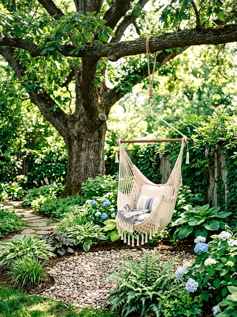 Tree Branch Swing Garden - 30 hanging chair patio ideas