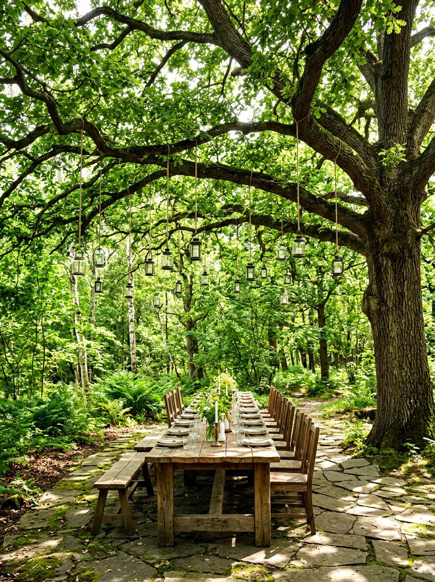 Tree Canopy Setting - 30 outdoor dining area ideas
