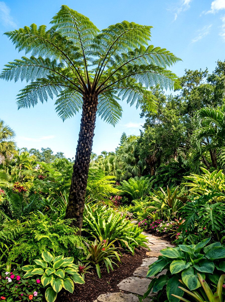 Tree Fern Focal Border - 30 woodland fern border ideas