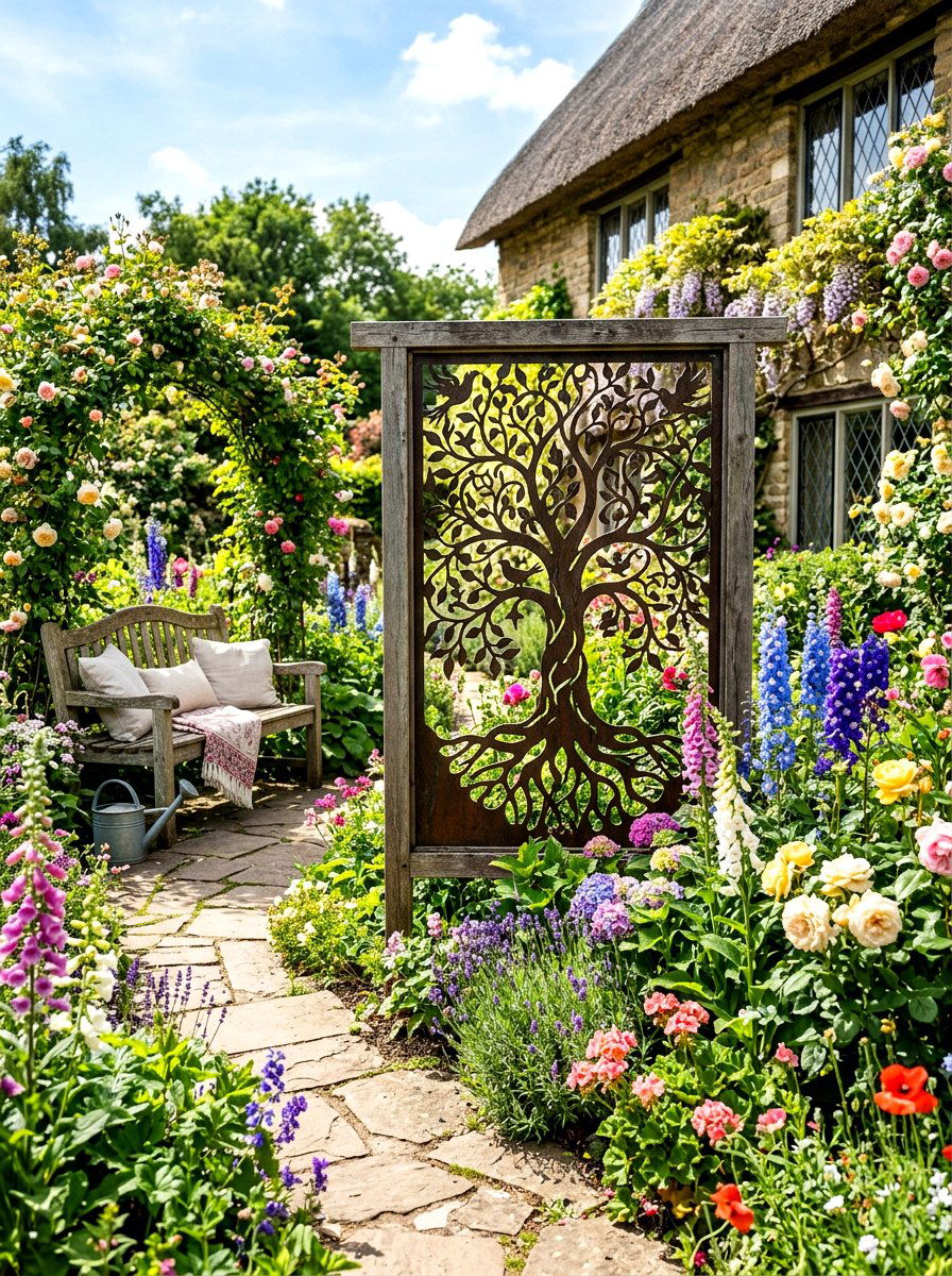 Tree Of Life Metal Garden Art - 30 laser cut privacy panel ideas