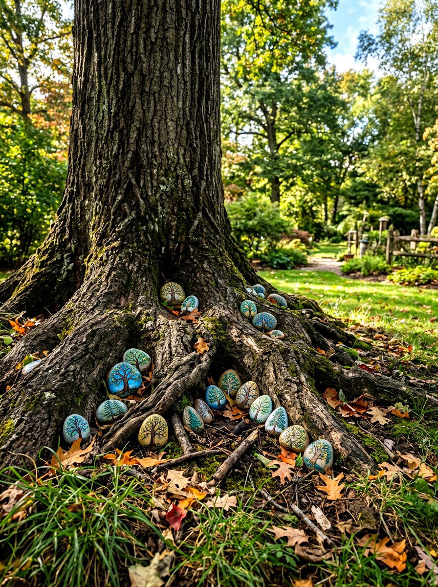 Tree Painted Stones - 30 painted rock ideas